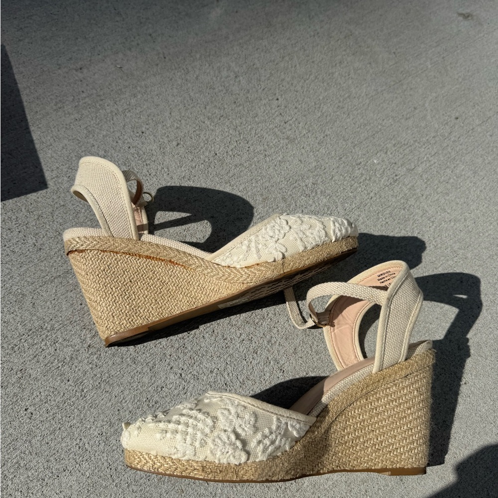 Elegant Cream Wedge Sandals